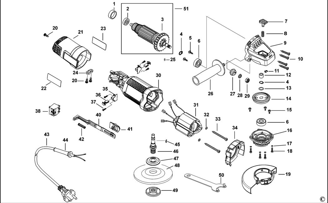 Black & Decker KG8215 Type 1 Small Angle Grinder Spare Parts