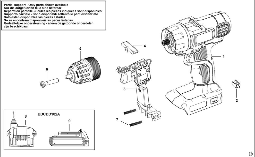 Black & Decker BDCDD18 Type H1 Drill/driver Spare Parts