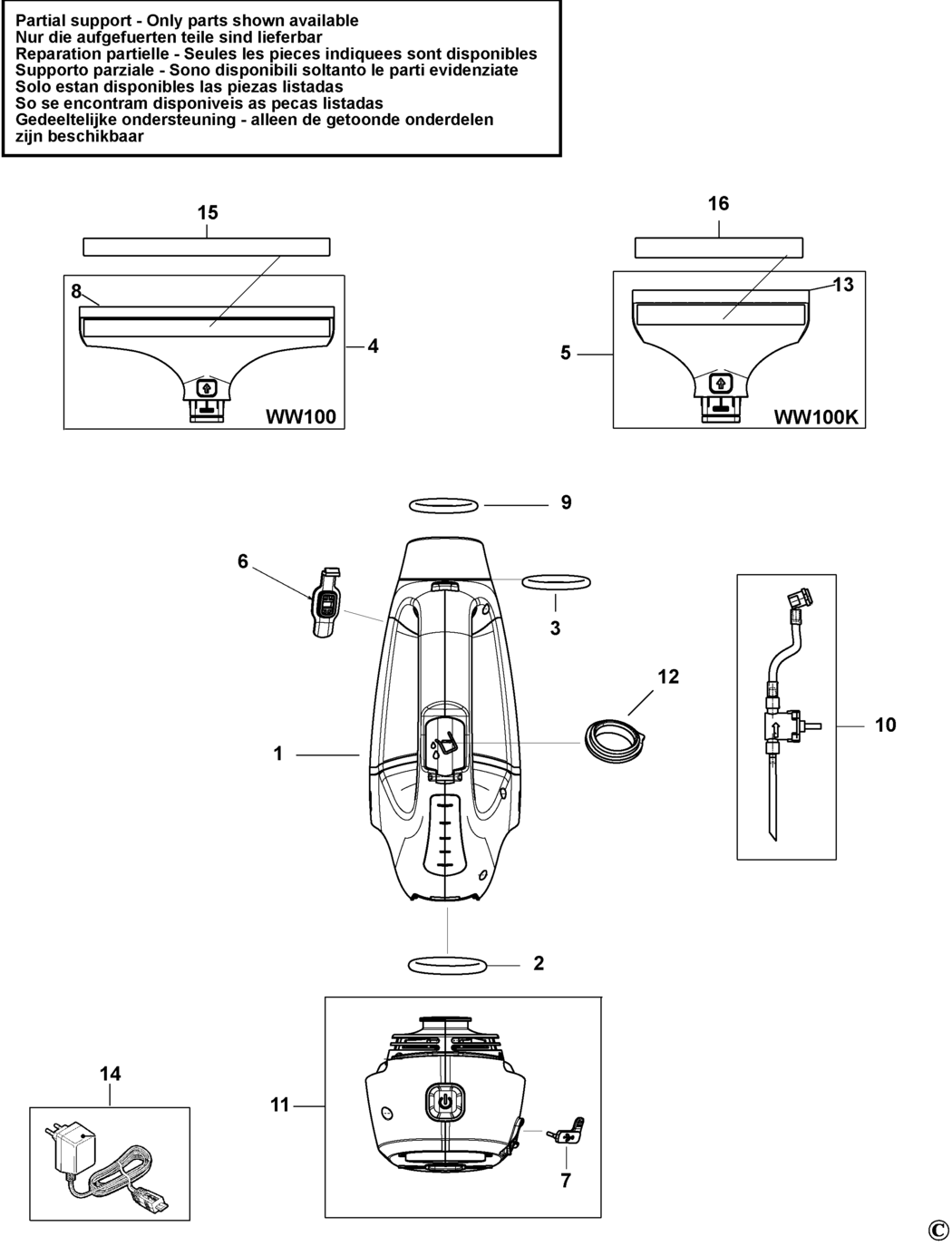 Black & Decker WW100 Type 1 Vacuum Cleaner Spare Parts