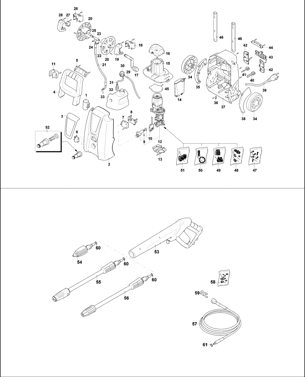 Black & Decker PW1900WR Type 1 Pressure Washer Spare Parts