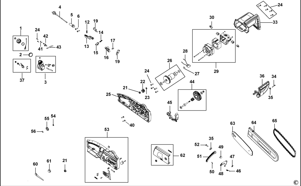 Black & Decker CS1840 Type 1 Chainsaw Spare Parts