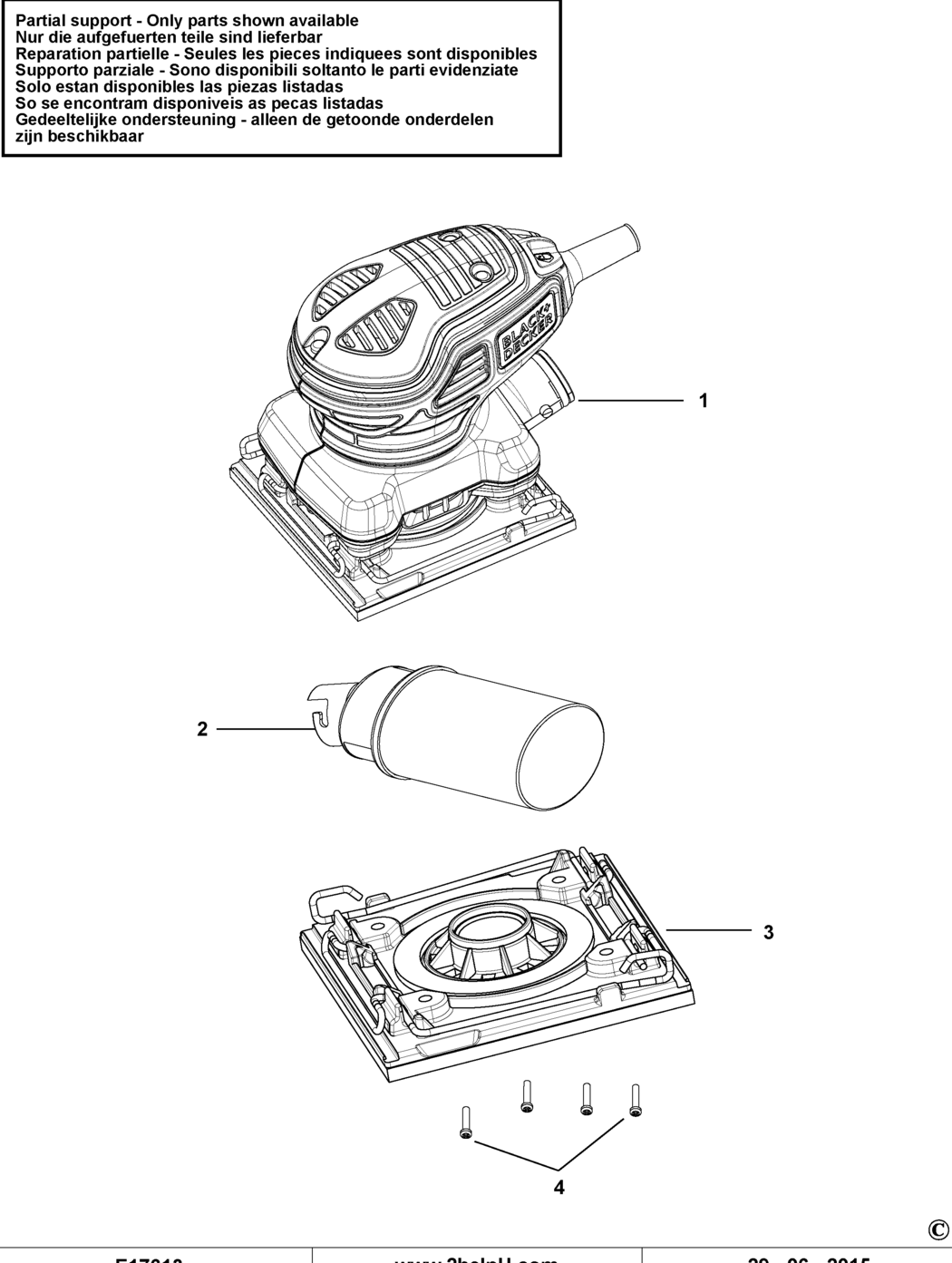 Black & Decker KA450 Type 1 Orbital Sander Spare Parts