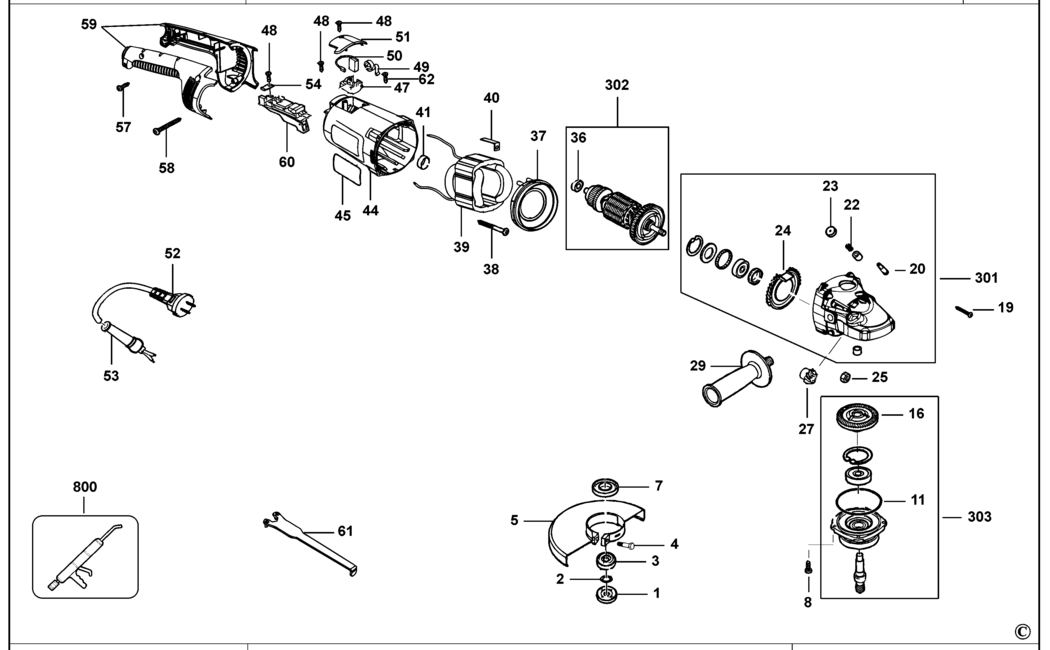 Black & Decker BDGL2223 Type 1 Angle Grinder Spare Parts