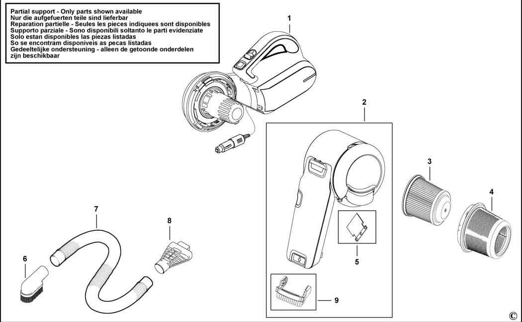 Black & Decker PV1200AV Type 1 Car Vac Spare Parts