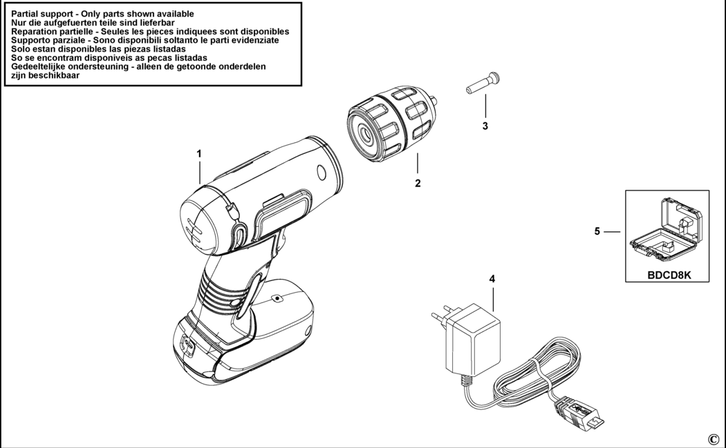 Black & Decker BDCD8 Type H1 Drill/driver Spare Parts