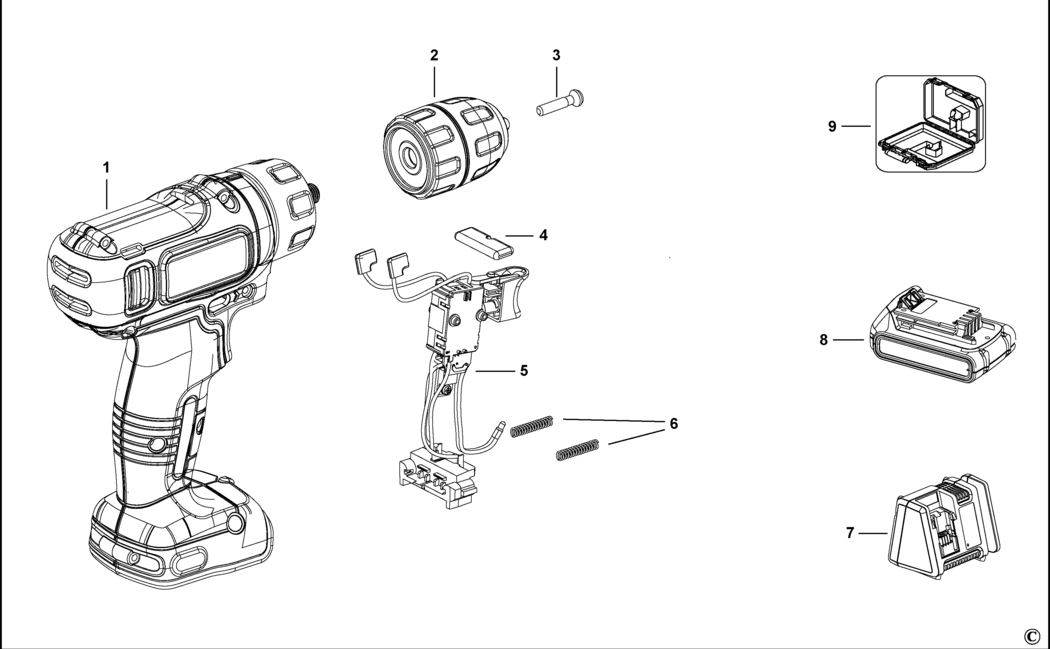 Black & Decker BDCD12 Type H1 Drill Spare Parts