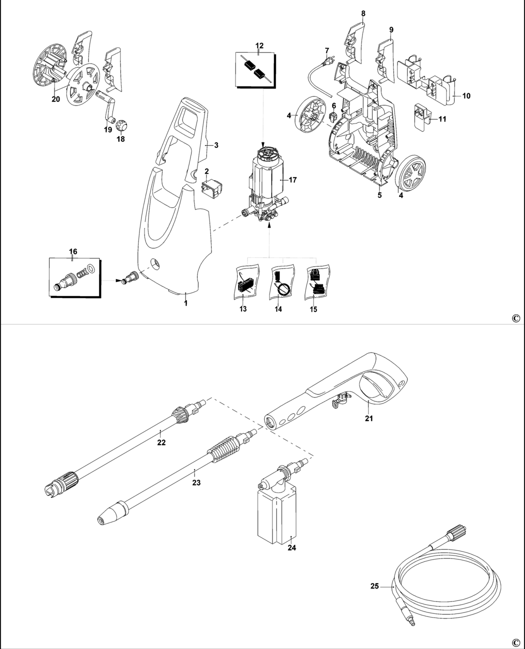 Black & Decker PW2000TX Type 1 Pressure Washer Spare Parts