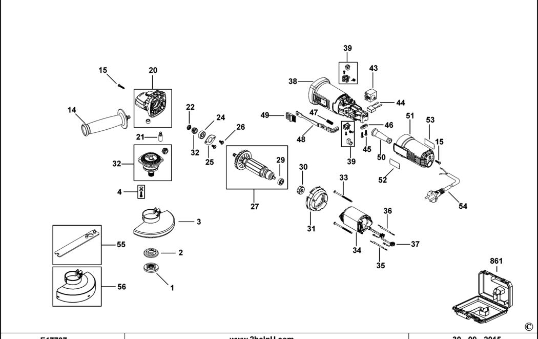 Black & Decker KG711 Type 1 Small Angle Grinder Spare Parts