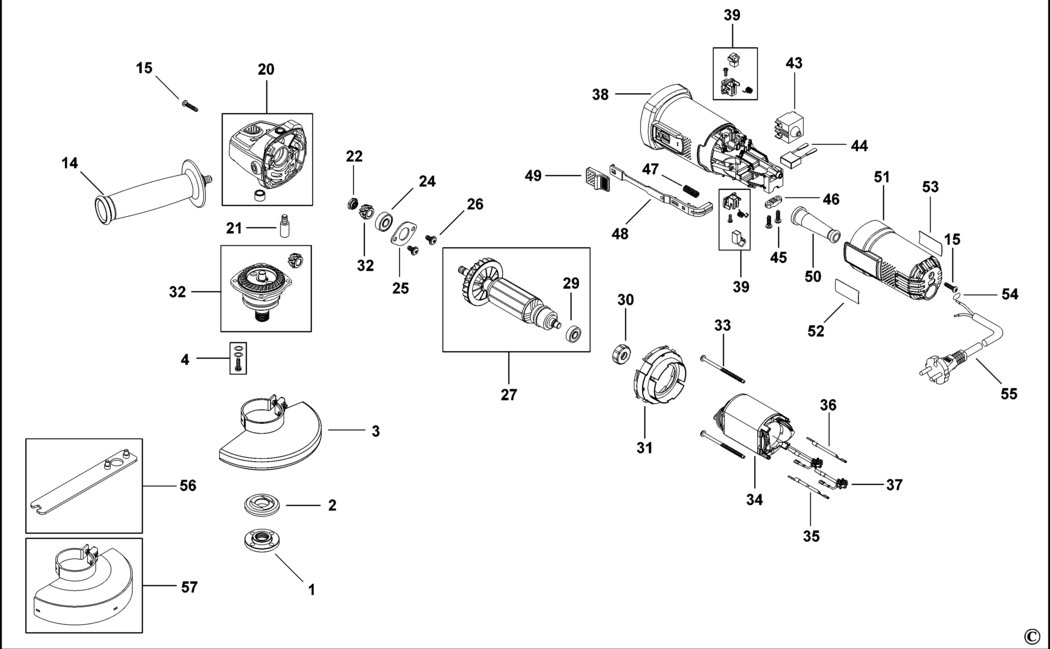 Black & Decker KG752 Type 1 Small Angle Grinder Spare Parts