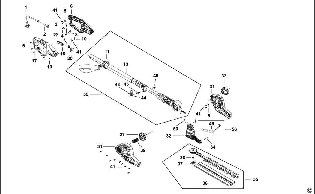 Black & Decker PH5551 Type 1 Hedge Trimmer Spare Parts