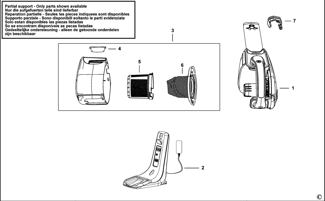 Black & Decker DVJ215B Type 1 Dustbuster Spare Parts