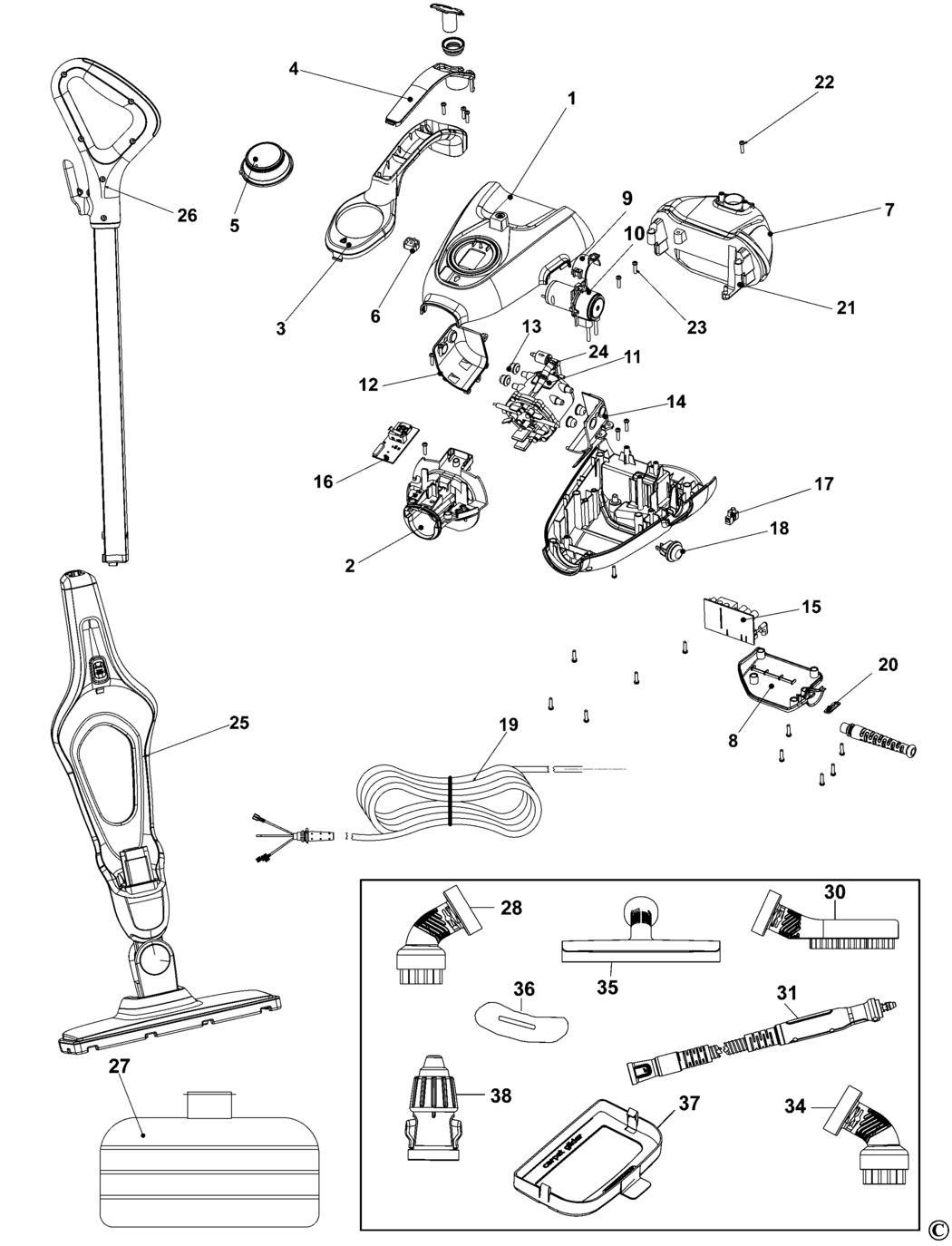 Black & Decker FSMH1321J Type 1 Steam Mop Spare Parts