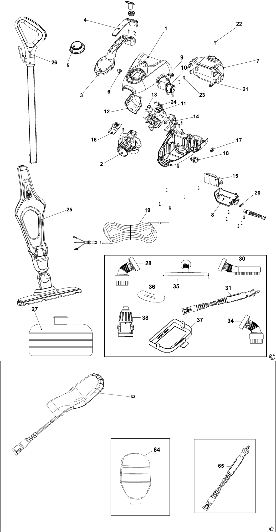 Black & Decker FSMH1321JSM Type 1 Steam Mop Spare Parts