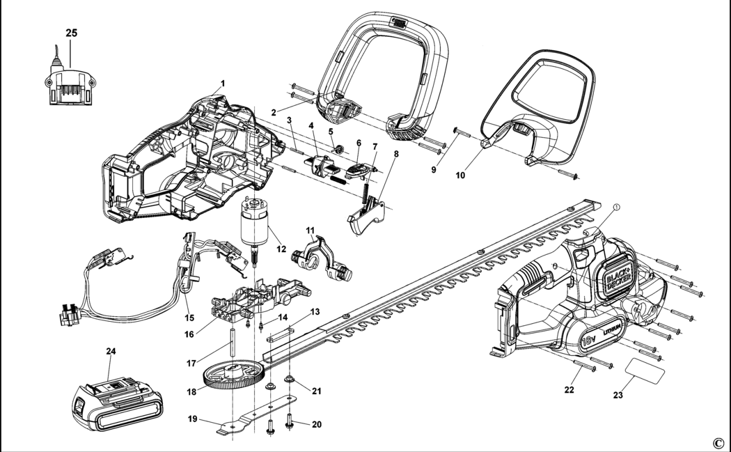 Black & Decker GTC18502PST Type 1 Hedgetrimmer Spare Parts