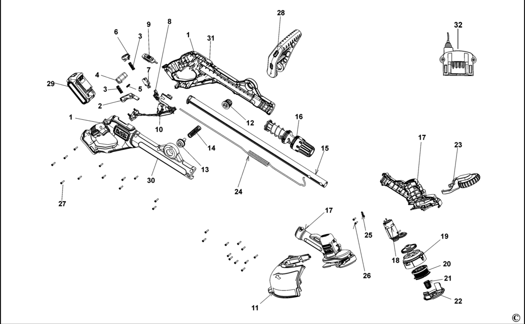 Black & Decker STC1820PST Type 1 String Trimmer Spare Parts