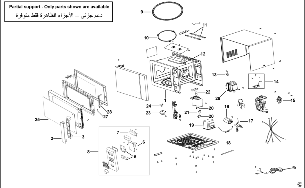 Black & Decker MZ2800P Type 1 Microwave Spare Parts