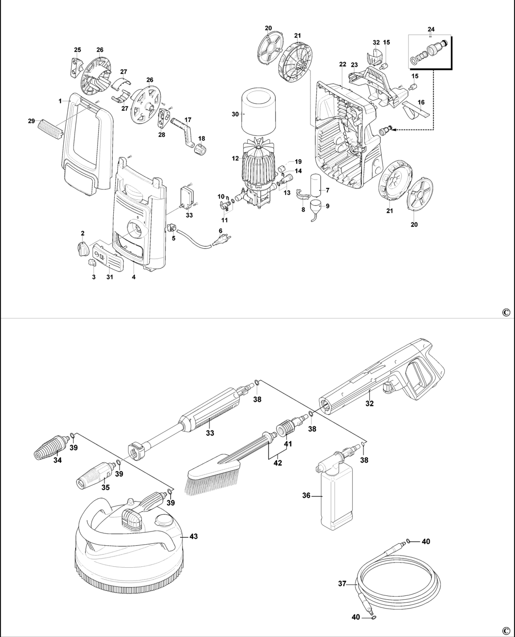 Black & Decker BXPW1900PE Type 1 Pressure Washer Spare Parts