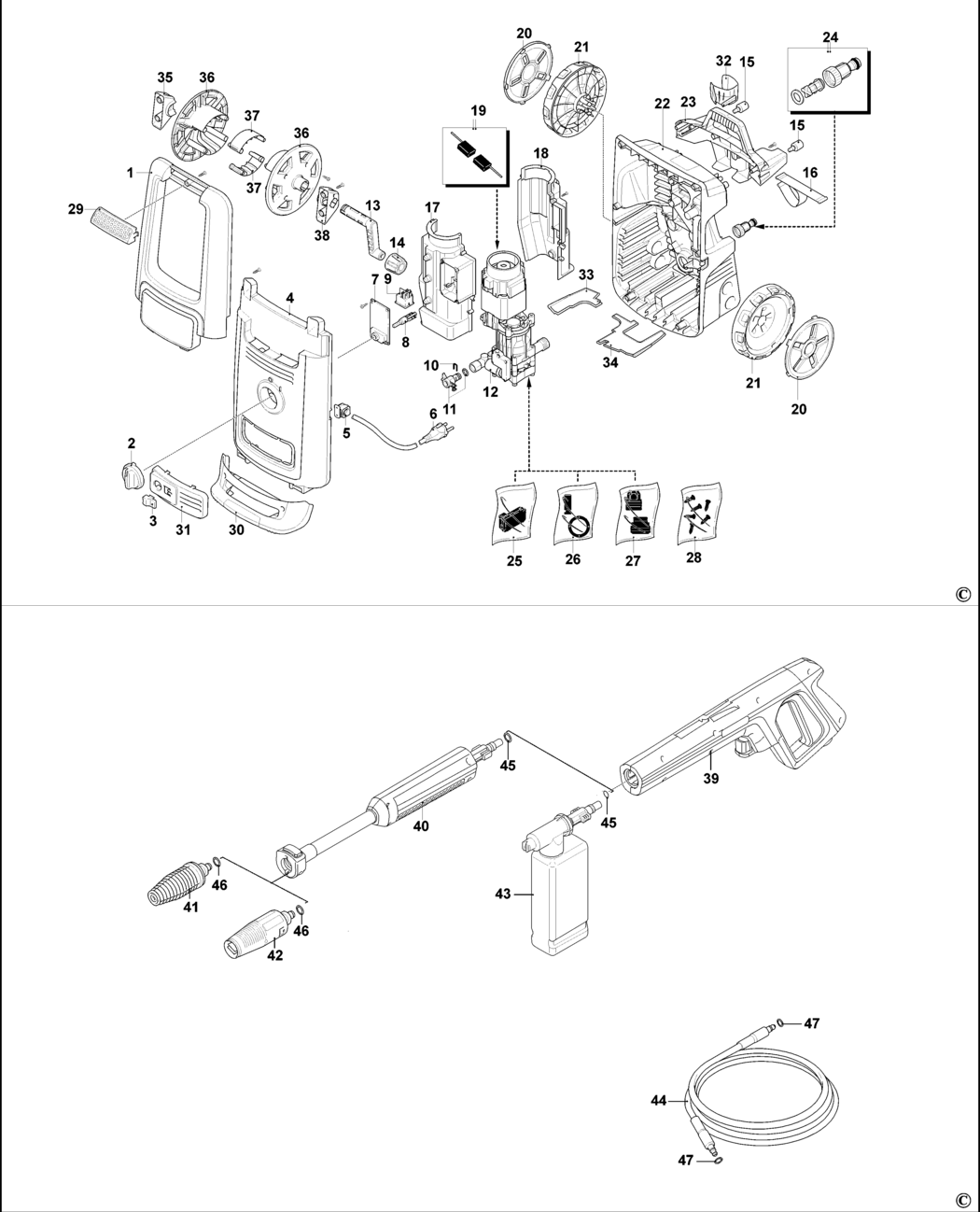 Black & Decker BXPW2000E Type 1 Pressure Washer Spare Parts