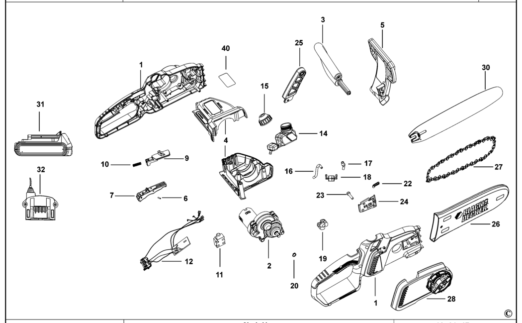 Black & Decker CS1825ST1 Type 1 Chainsaw Spare Parts