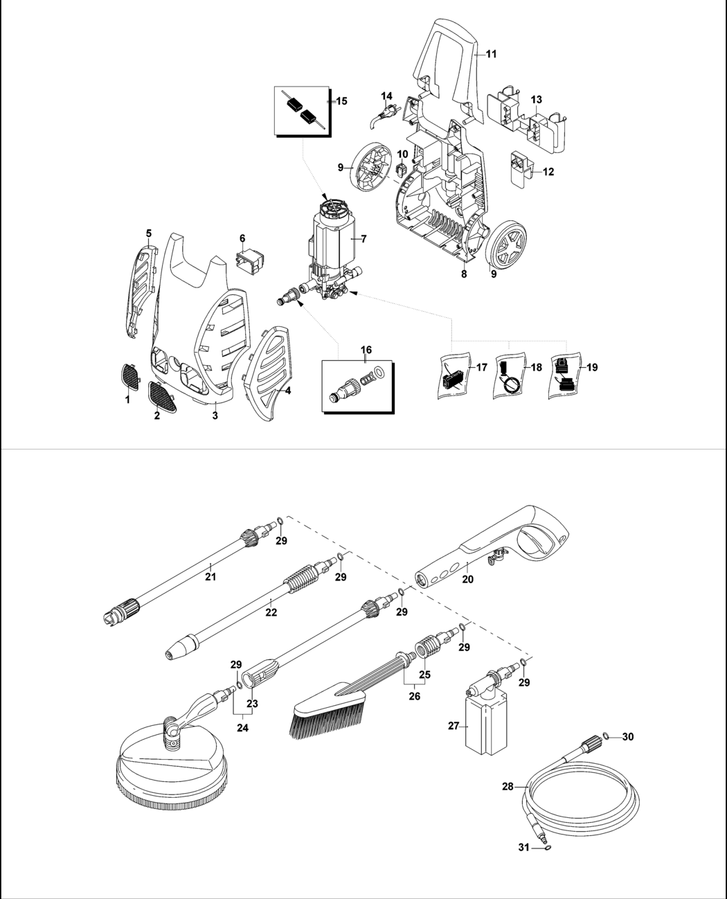 Black & Decker PW1600SL Type 1 Pressure Washer Spare Parts - Part Shop  Direct