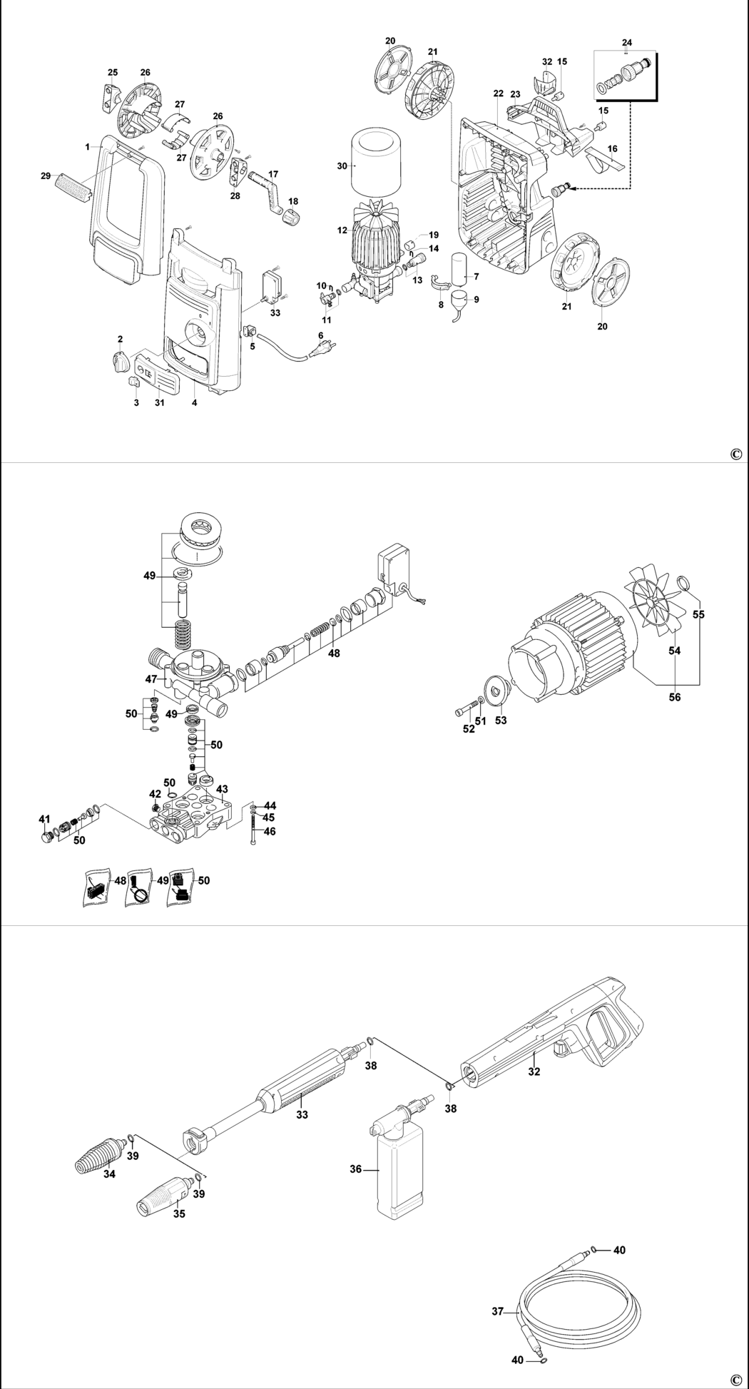 Black & Decker BXPW1900E Type 1 Pressure Washer Spare Parts