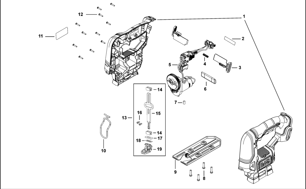 Black & Decker BDCJS12N Type H1 Jigsaw Spare Parts