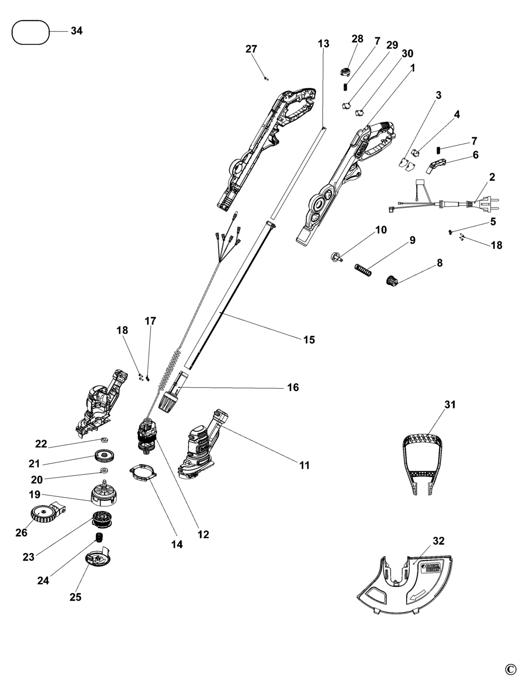 Black & Decker BESTE630 Type 1 String Trimmer Spare Parts