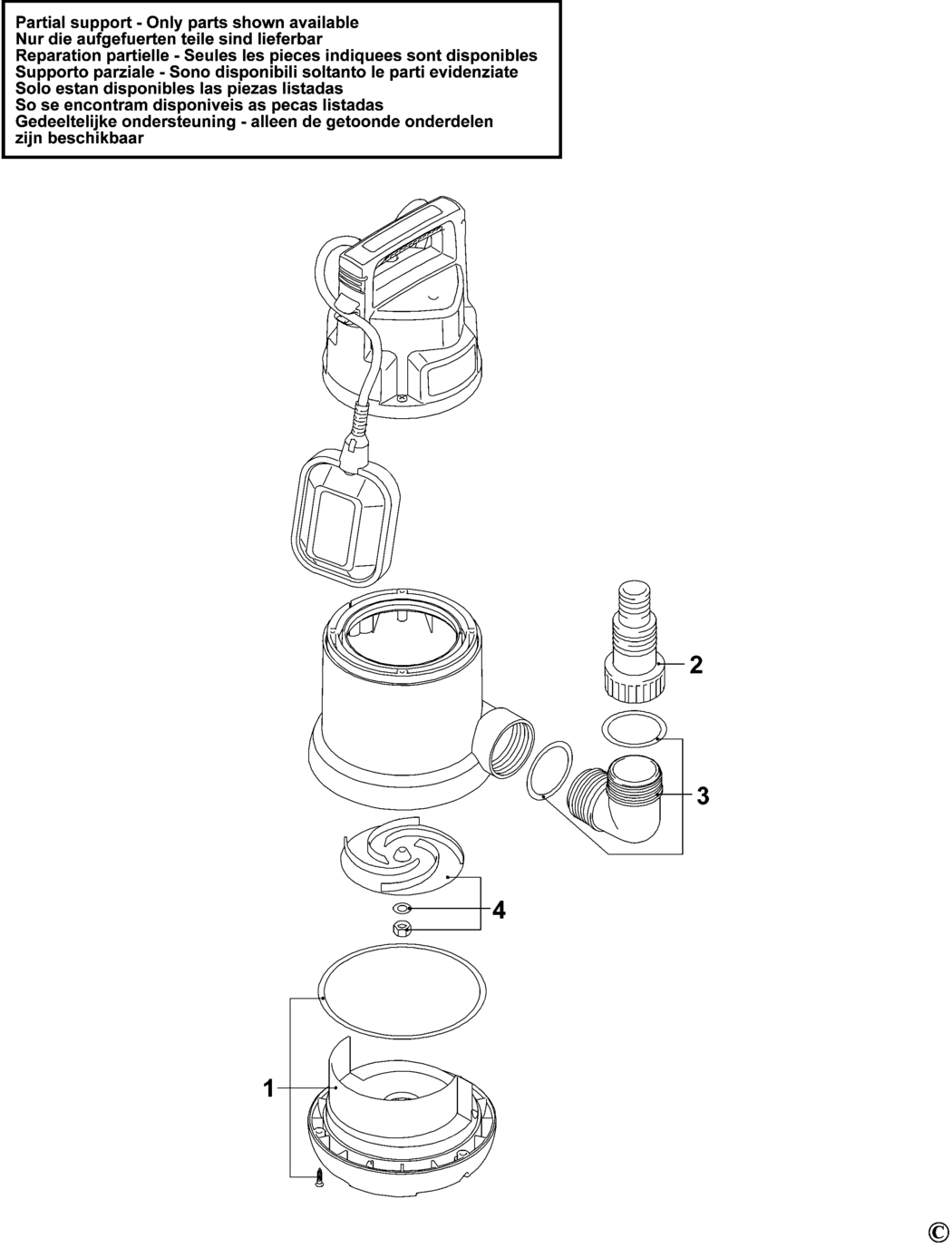 Black & Decker BXUP250PCE Type 1 Sub Pump Spare Parts