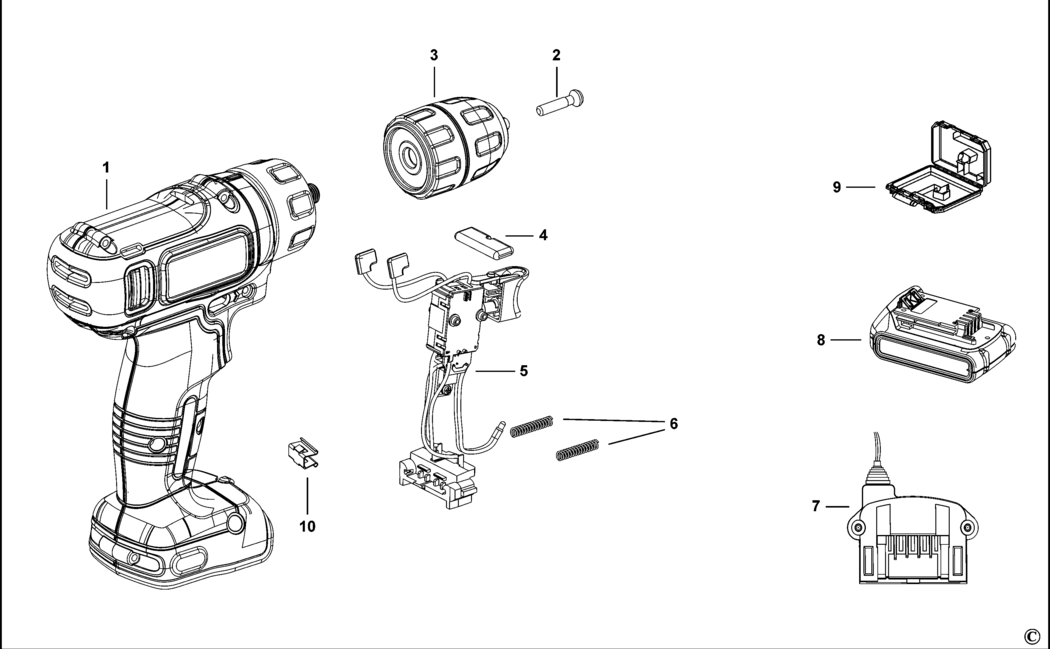 Black & Decker BDGDC18 Type 1 Drill/driver Spare Parts