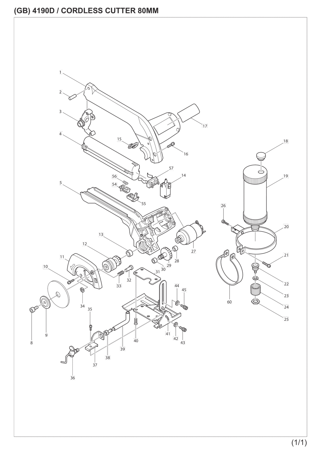 Makita 4190DWB Cordless Cutter Spare Parts