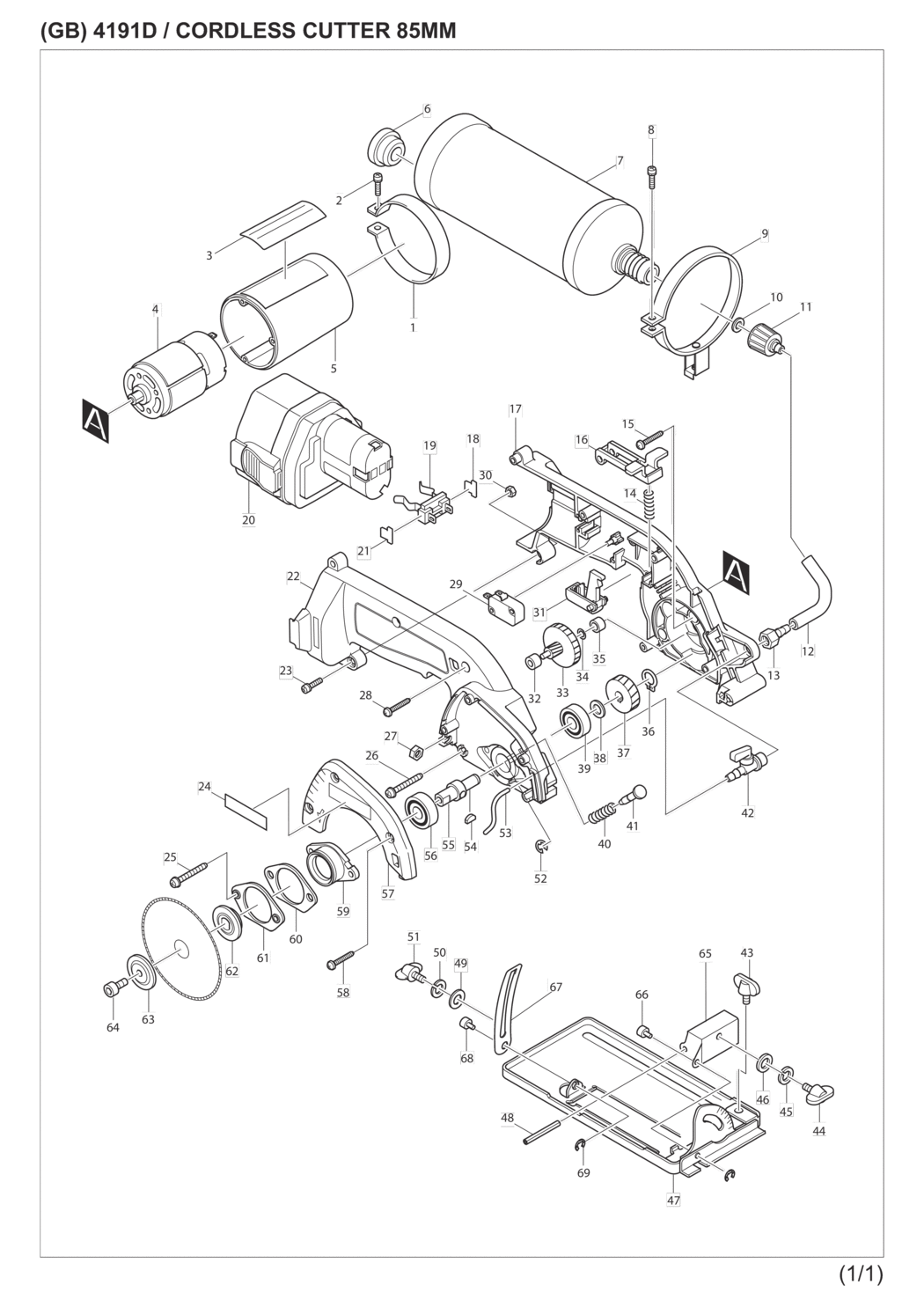 Makita 4191DWA Cordless Cutter Spare Parts