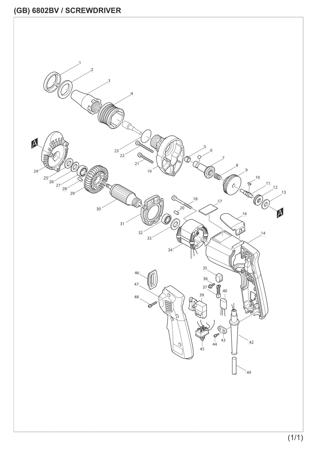 Makita 6802BV Screwdriver Spare Parts