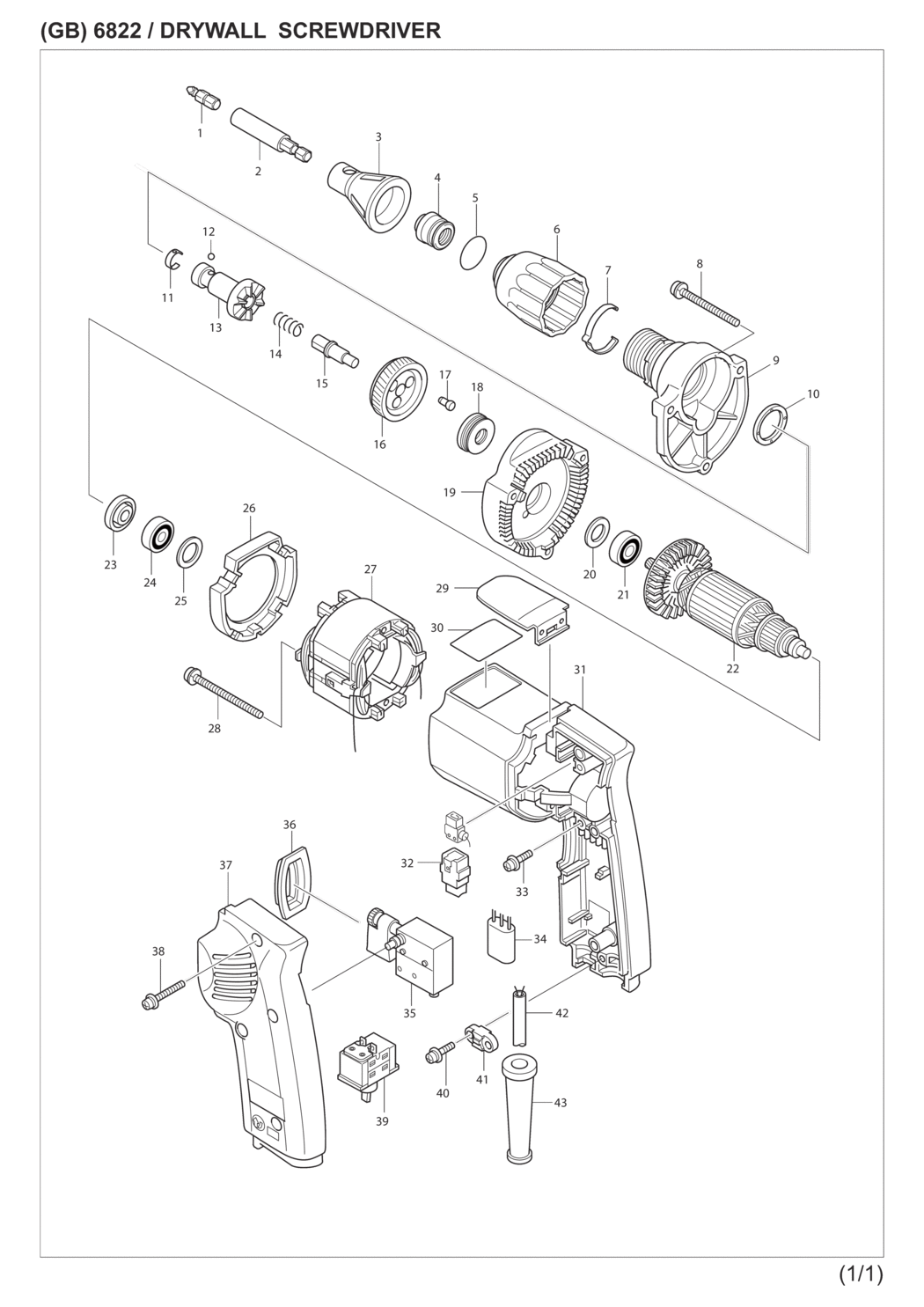 Makita 6822 Drywall Screwdriver Spare Parts