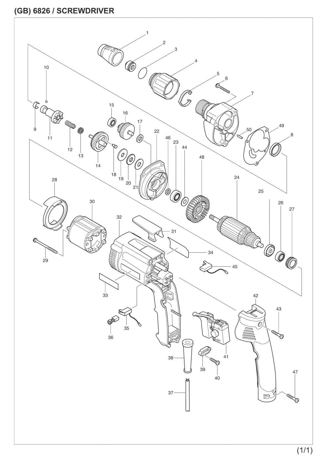 Makita 6826 Screwdriver Spare Parts