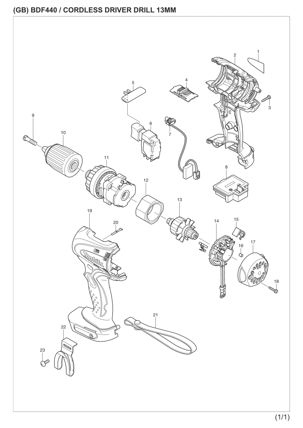 Makita BDF440RFE3 Cordless Driver Drill Spare Parts