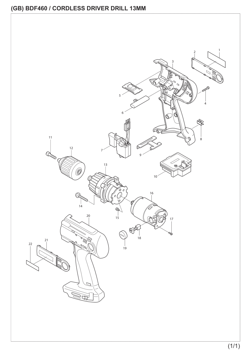 Makita BDF460SAJ Cordless Driver Drill Spare Parts