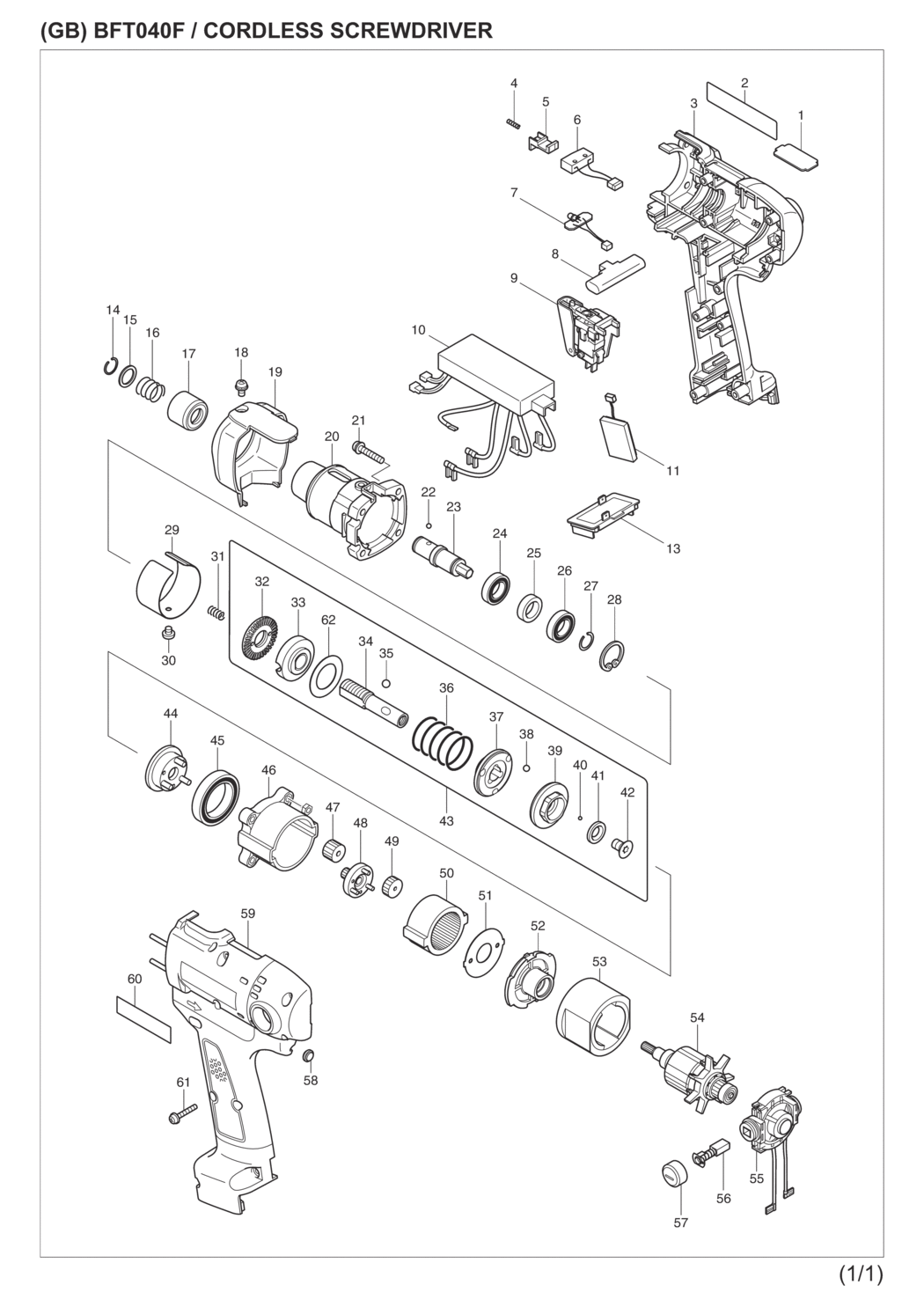 Makita BFT040FZ Cordless Screwdriver Spare Parts