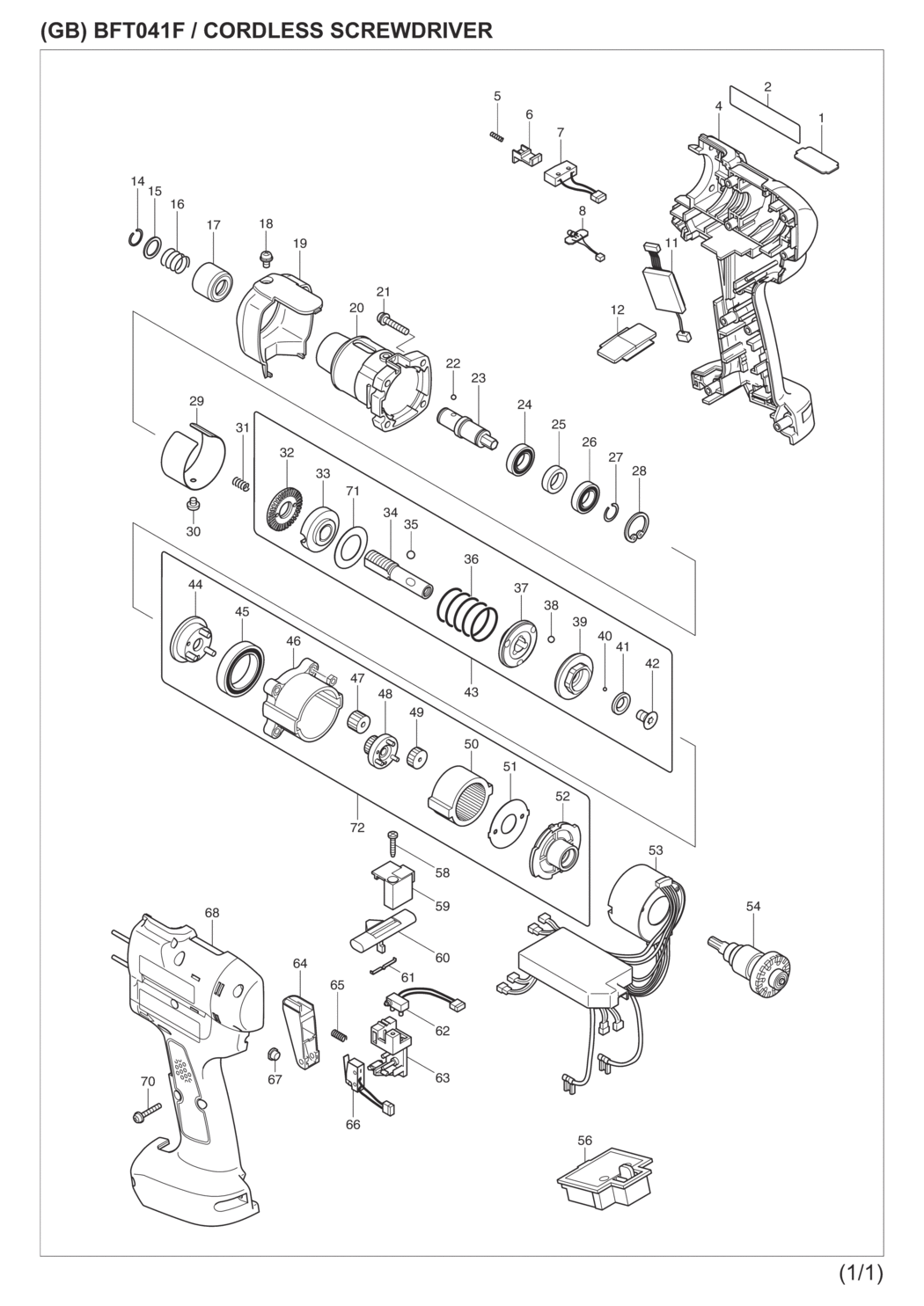 Makita BFT041FZ Cordless Screwdriver Spare Parts