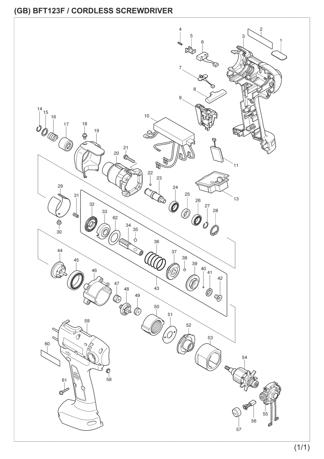 Makita BFT123FZ Cordless Screwdriver Spare Parts