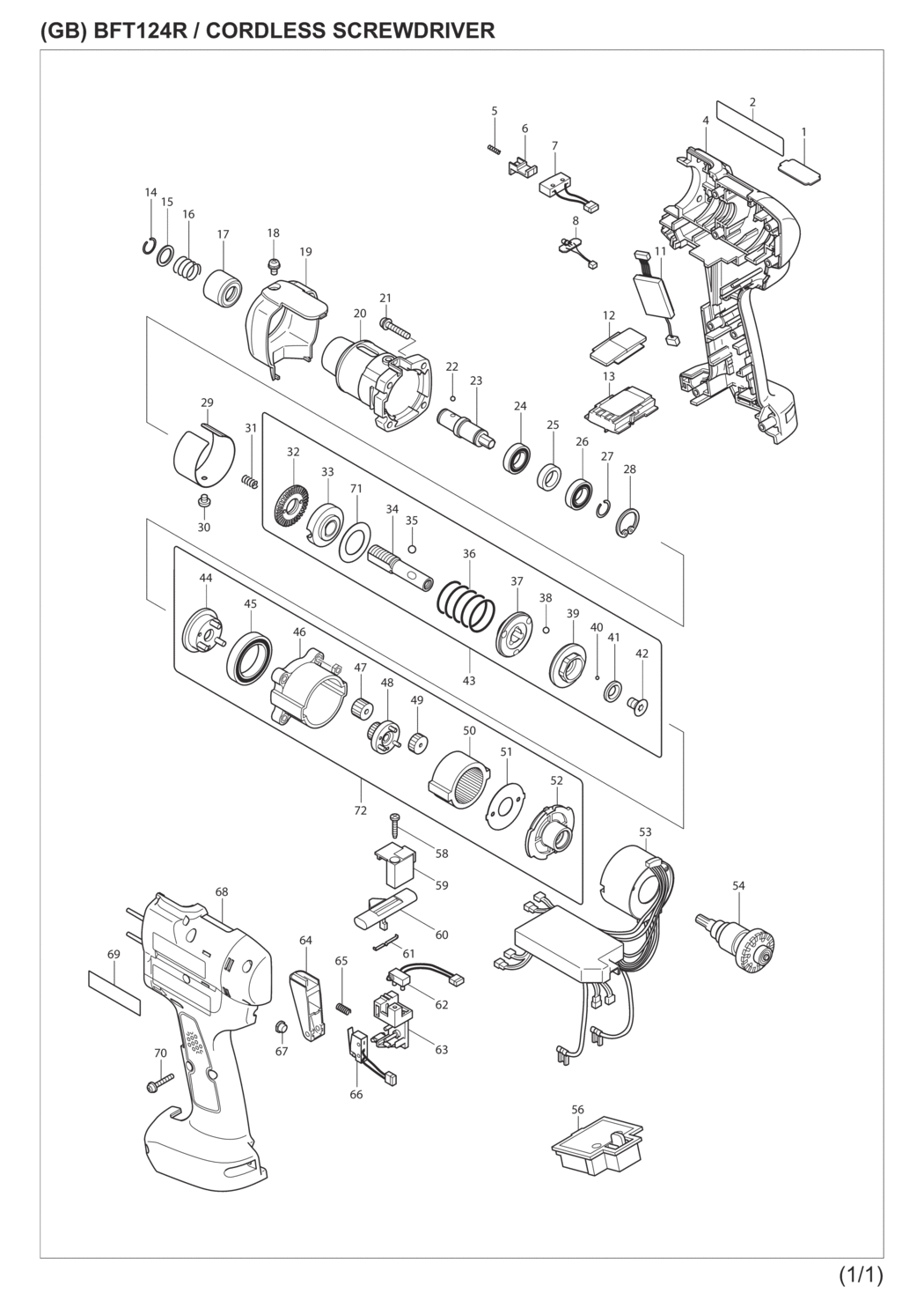 Makita BFT124RZ Cordless Screwdriver Spare Parts