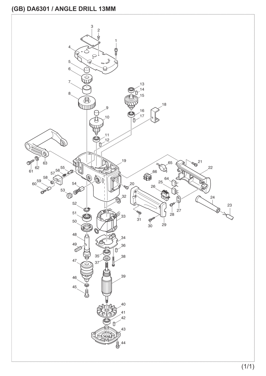 Makita DA6301 Angle Drill Spare Parts