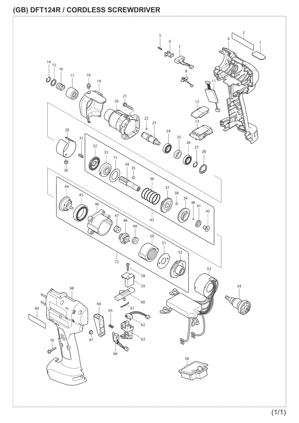 Makita DFT124RZ Cordless Screwdriver Spare Parts