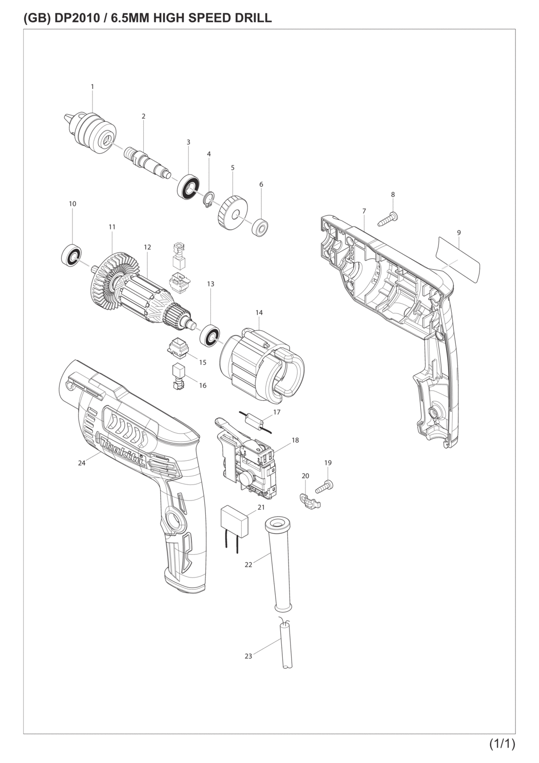 Makita DP2010 High Speed Drill Spare Parts