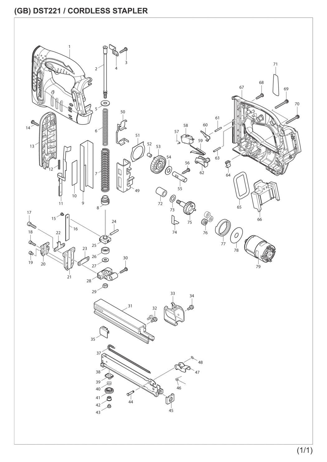 Makita DST221RFE Cordless Stapler Spare Parts