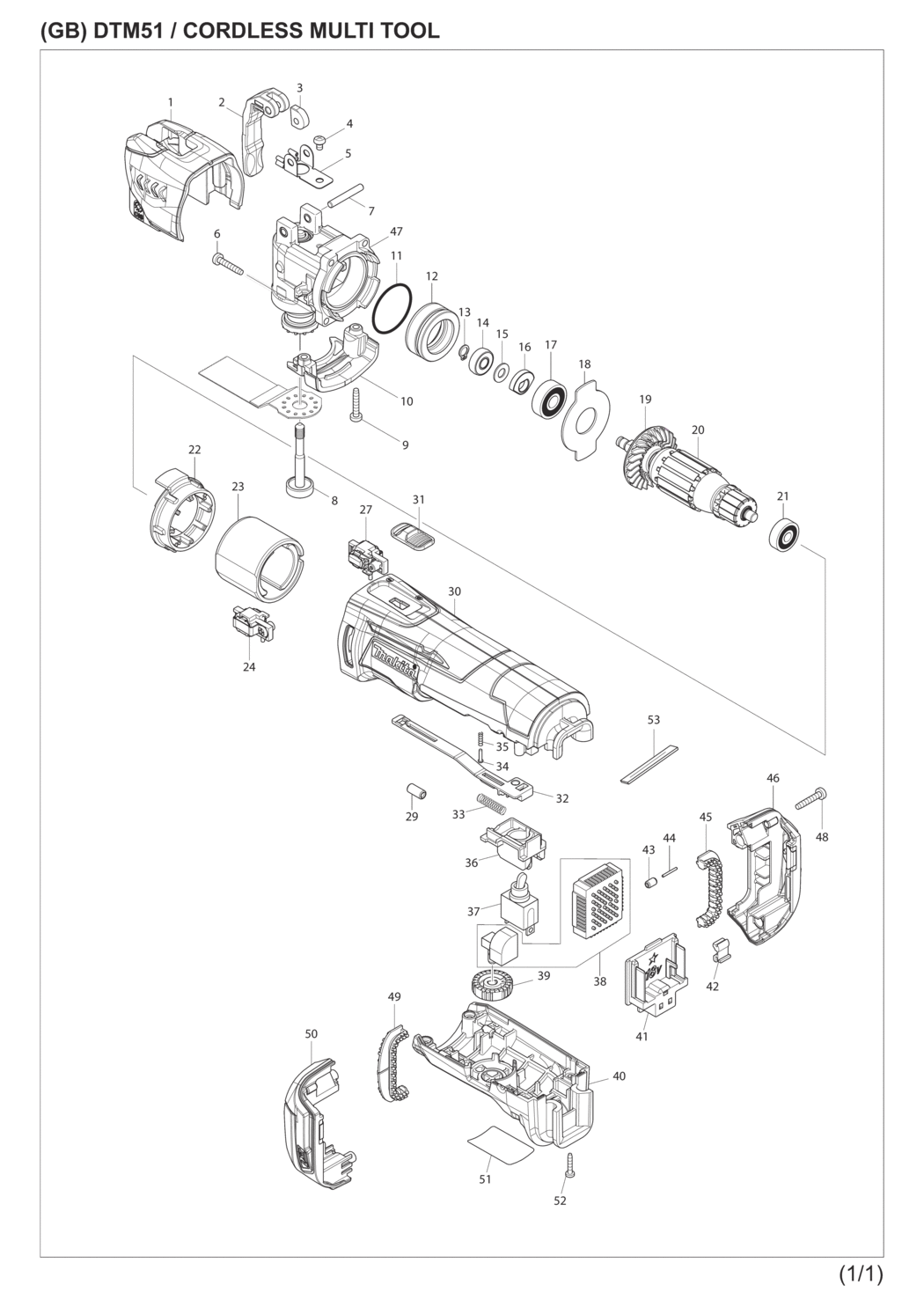 Makita DTM51ZJX7 Cordless Multi Tool Spare Parts