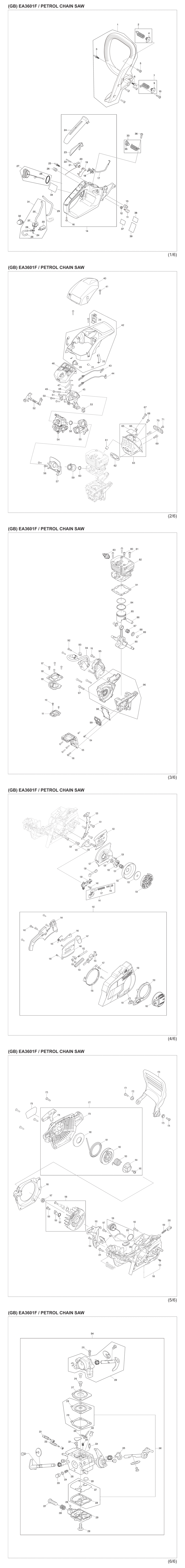 Makita EA3601F40B Petrol Chain Saw Spare Parts