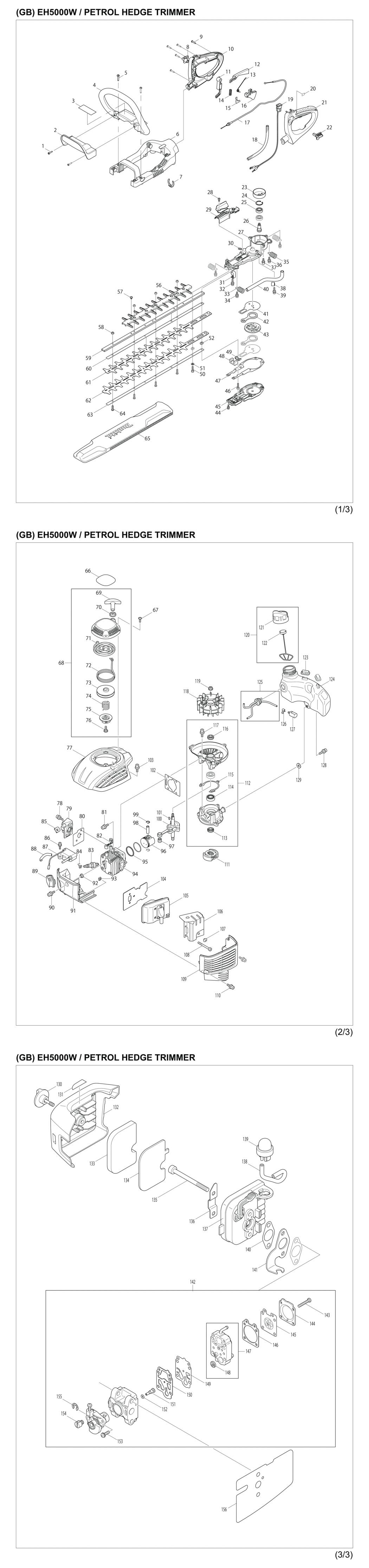 Makita EH5000W Petrol Hedge Trimmer Spare Parts