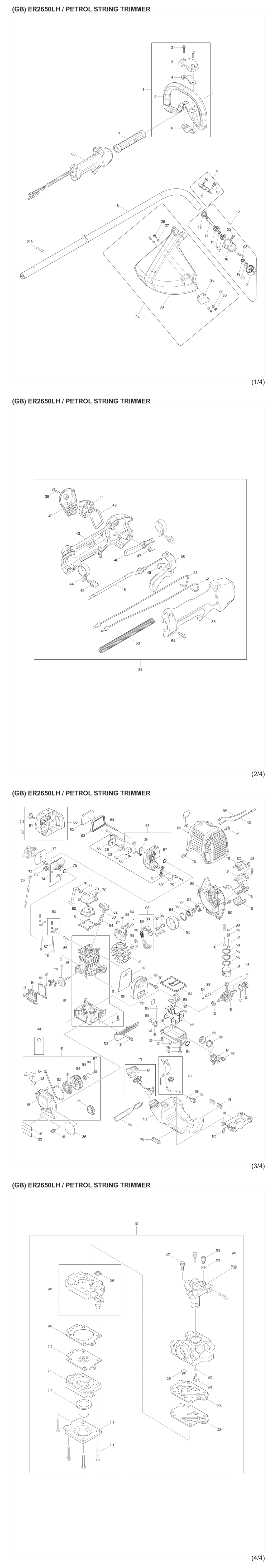 Makita ER2650LH Petrol String Trimmer Spare Parts