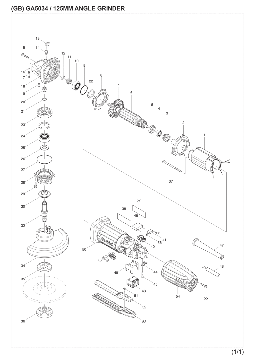 Makita GA5034 Angle Grinder Spare Parts