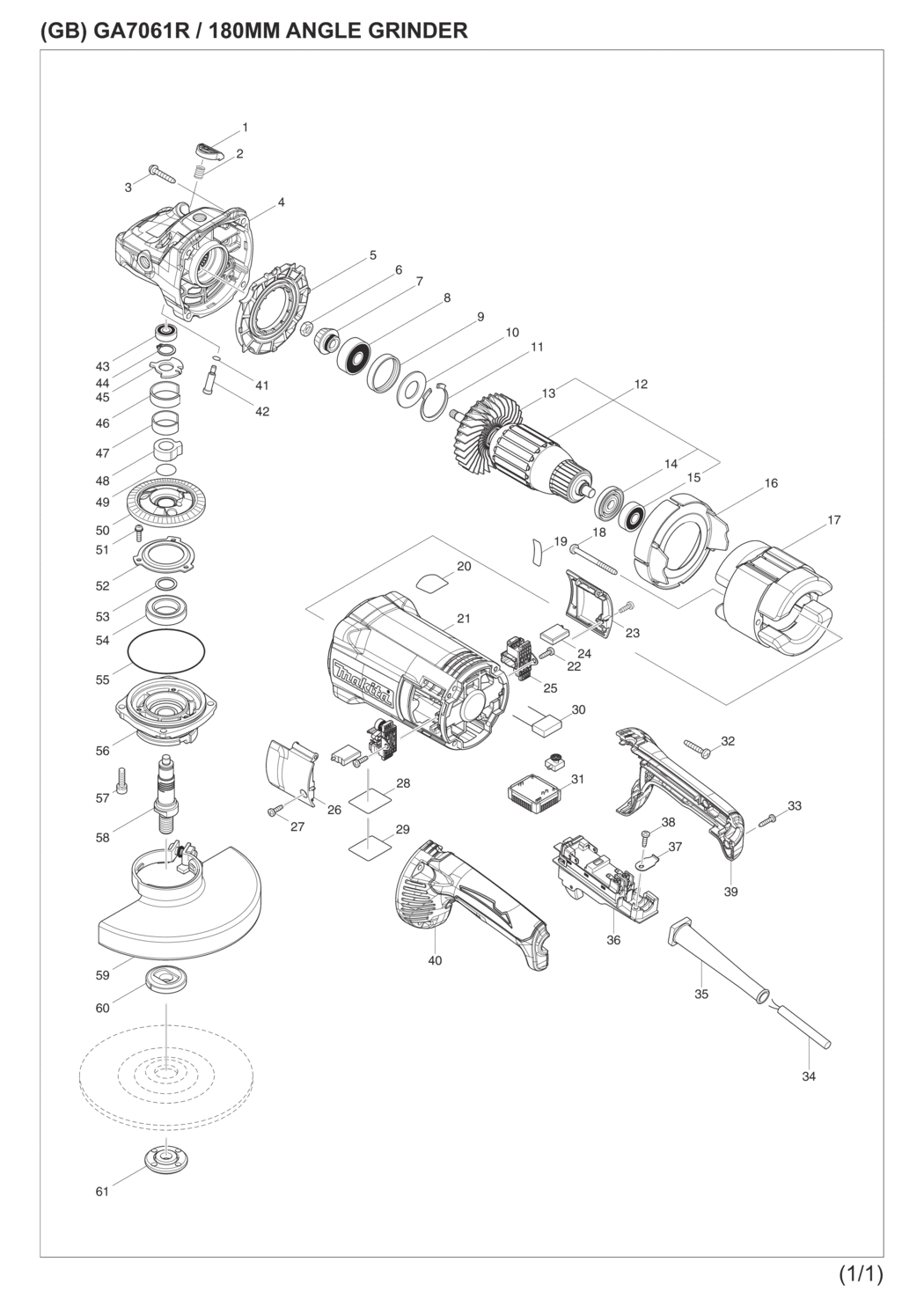 Makita GA7061RX02 Angle Grinder Spare Parts